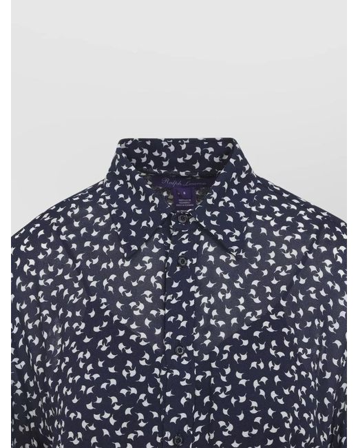 Ralph Lauren Blue Silk Blend Printed Short Sleeve Midi Shirt Dress