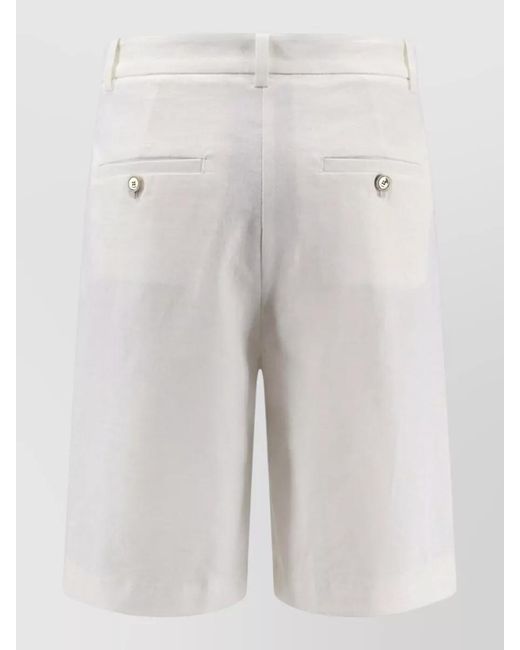 Pinko White Byrana Linen Viscose Tailored Shorts