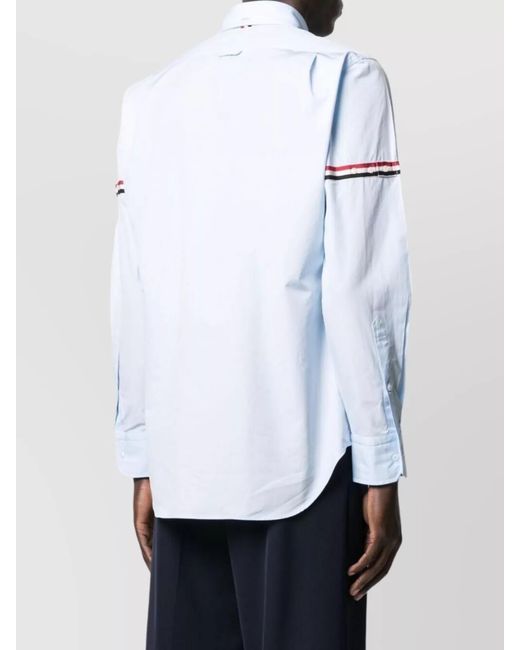 Thom Browne Blue Striped Long-Sleeve Shirt for men