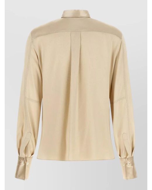 Brunello Cucinelli Natural Silk Shirt Stretch Satin Trompe Loeil