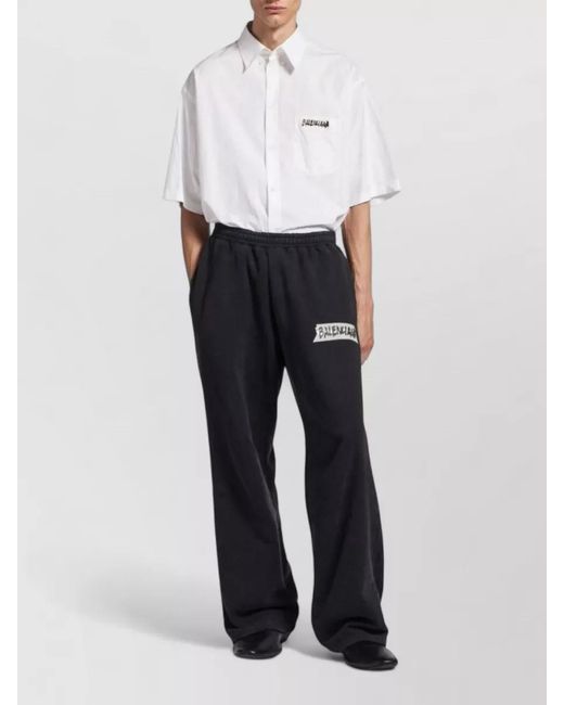 Balenciaga White Cotton Poplin Oversized Printed Shirt for men