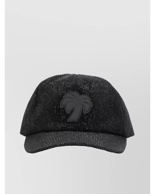 Palm Angels Black Big Palm Embroidered Cap