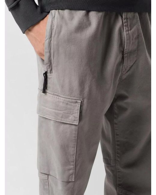 Stone Island Gray Cotton Trousers Cargo Design Multiple Pockets for men