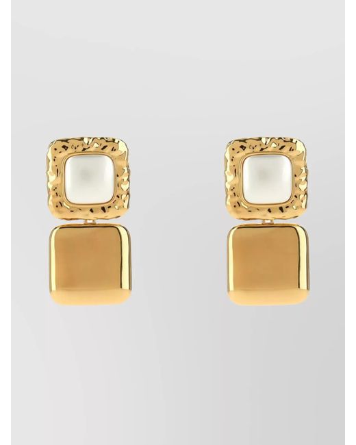 Self-Portrait Metallic Pearl Drop Earrings