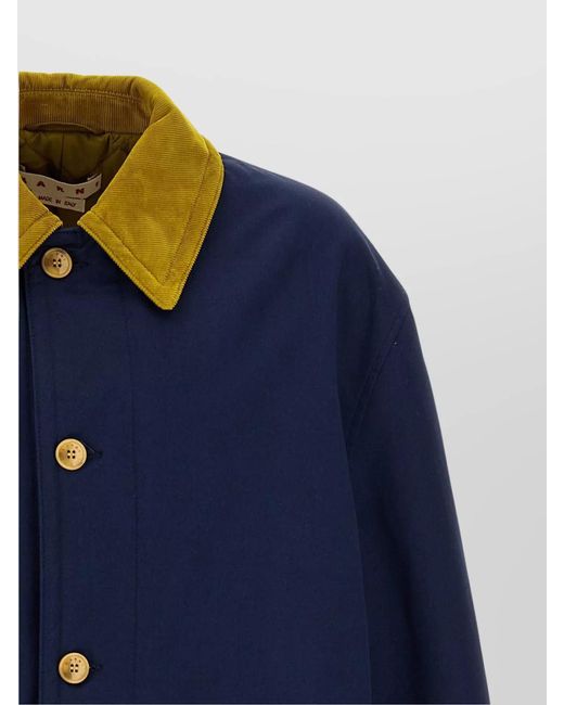 Marni Blue Cotton Regular-Fit Parka Jacket for men