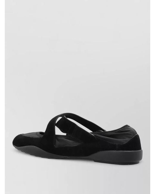 Tory Burch Black Leather Mary Jane Ballerina Flats