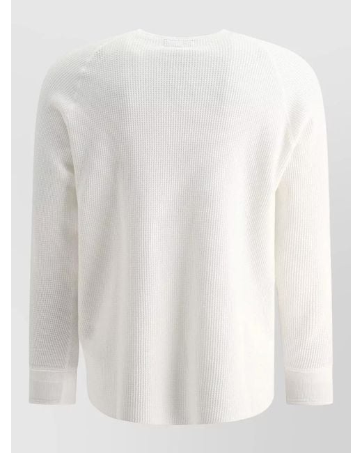 Beams Plus White Cotton Thermal Crew-Neck Jumper for men