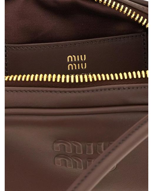 Miu Miu Brown Beau Small Leather Shoulder Bowling Bag