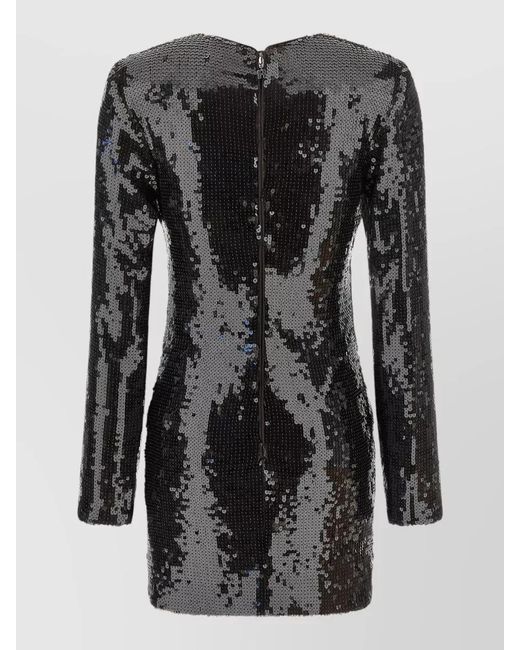 ROTATE BIRGER CHRISTENSEN Black Sequin Dress Featuring Floral Detail Long Sleeves