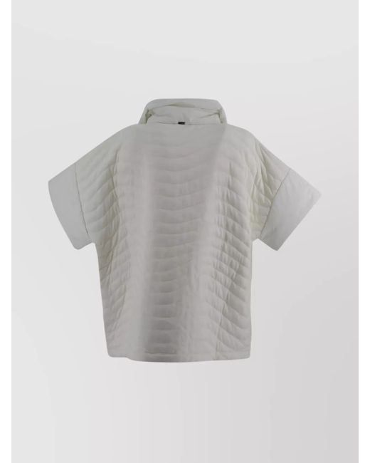 Herno Gray Quilted Short-Sleeve Funnel-Neck Puffer Poncho for men