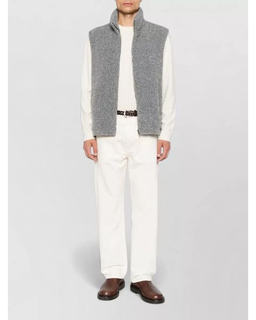 Herno Gray Flannel Sleeveless Zip Vest for men