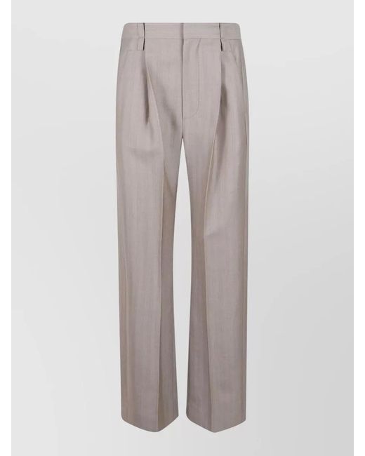Victoria Beckham Gray Wide Leg Tailored Trousers Pleated Front