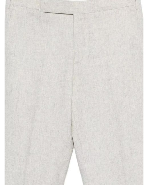 Lardini White Wool Straight-Leg Trousers for men