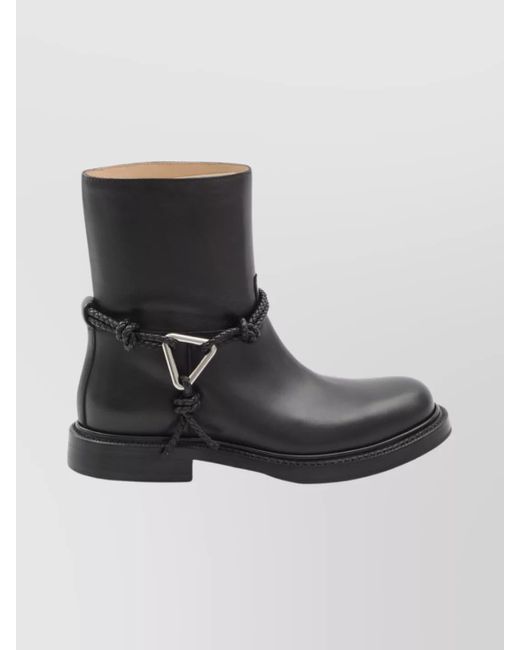 Bottega Veneta Black Calfskin Leather Ankle Boots