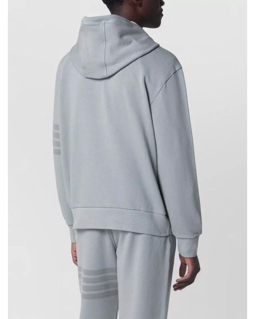 Thom Browne Gray Hooded Sweater Drawstring Kangaroo Pocket for men