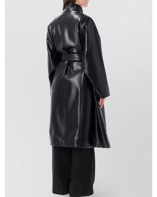 Frankie Shop Black Belted Faux Leather Trench Coat Calen