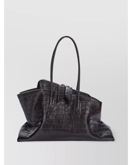 The Attico Black Walk Top Handle Calfskin Shoulder Bag