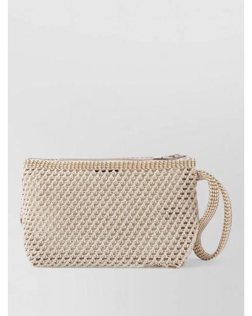 Burberry Natural 658 Crochet Cotton Pouch Shoulder Clutch