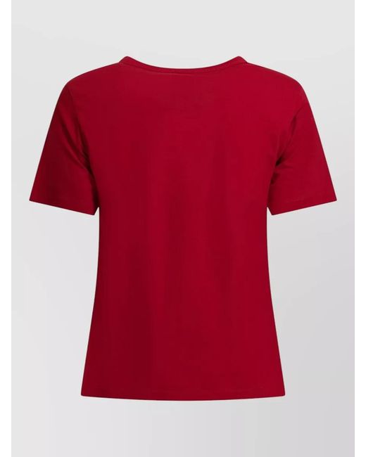 Ines De La Fressange Paris Red Short Sleeve Crew Neck Cotton T Shirt