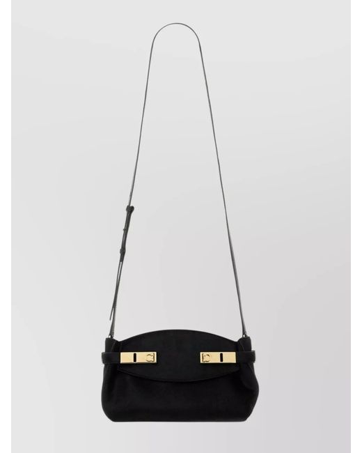 Ferragamo Black Hug Pouch Soft Bag Calf Hair Clutch Bag