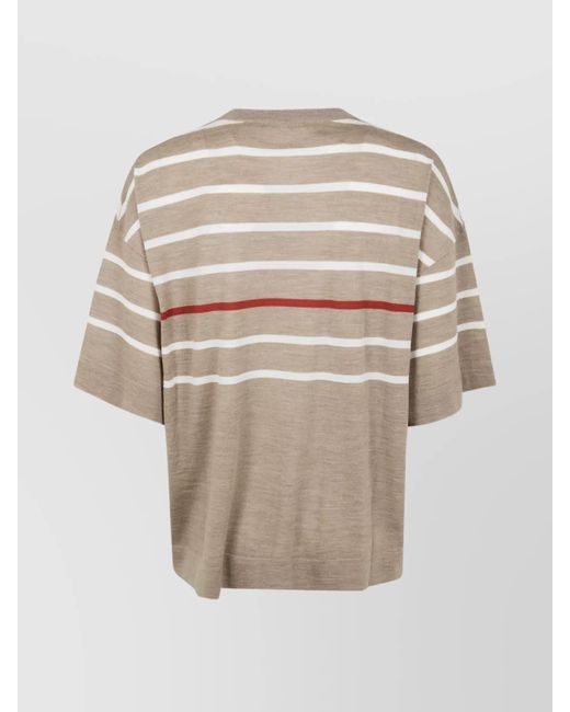 Brunello Cucinelli Natural Cashmere Blend Short Sleeve Sweater