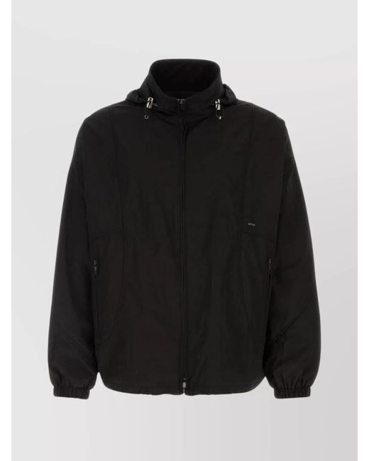 Wooyoungmi Black Polyester Blend Hooded Windbreaker Jacket for men