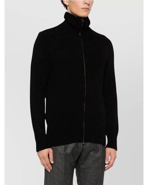 Tagliatore Black Wool Cardigan for men
