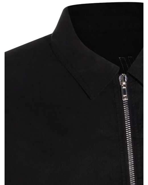 Rick Owens Black Zip Front Jacket Straight Cut Drawstring Hem for men