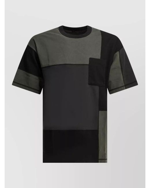 Comme des Garçons Black Patchwork Crew Neck T Shirt Chest Pocket for men