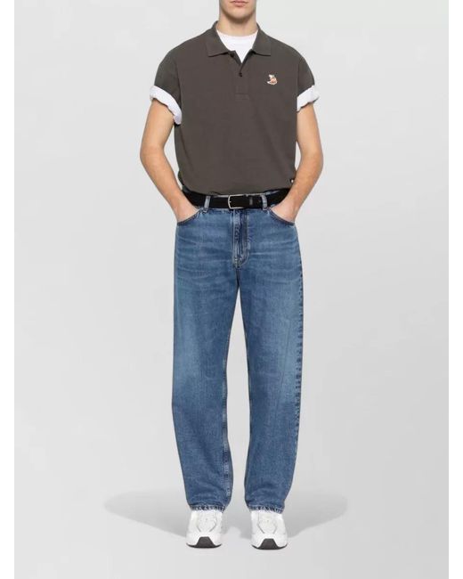 Maison Kitsuné Gray Organic Cotton Short-Sleeve Polo Shirt for men
