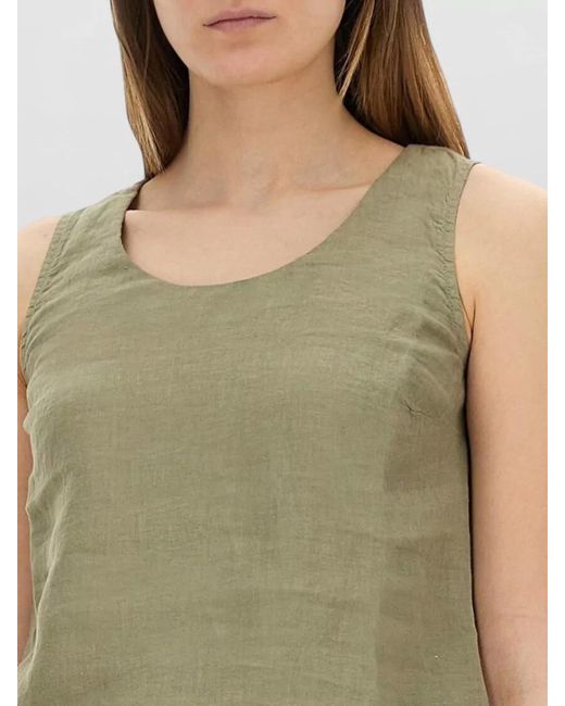 120% Lino Multicolor Linen Scoop Neck Sleeveless Summer Top