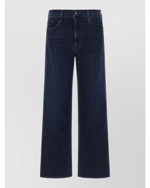 Mother Blue Mid Rise Ankle Zip Wide Leg Jeans
