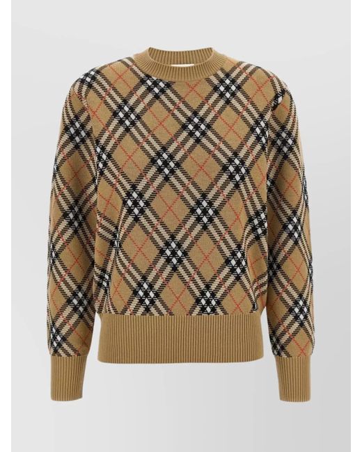Burberry Women's Check Wool Sweater Sand