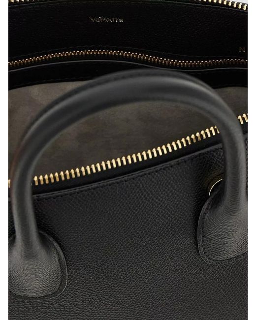 Valextra Black Mini Leather Shoulder Bag