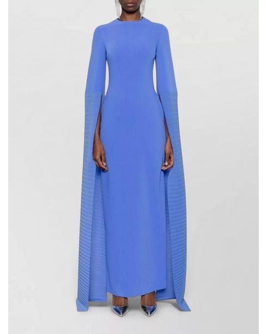 Solace London Blue Naomi Cape Sleeve Crew Neck Maxi Gown