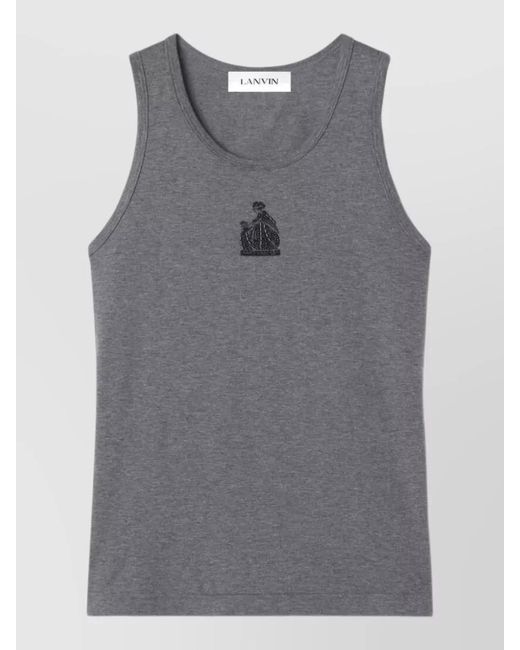 Lanvin Gray Sleeveless Cotton Top