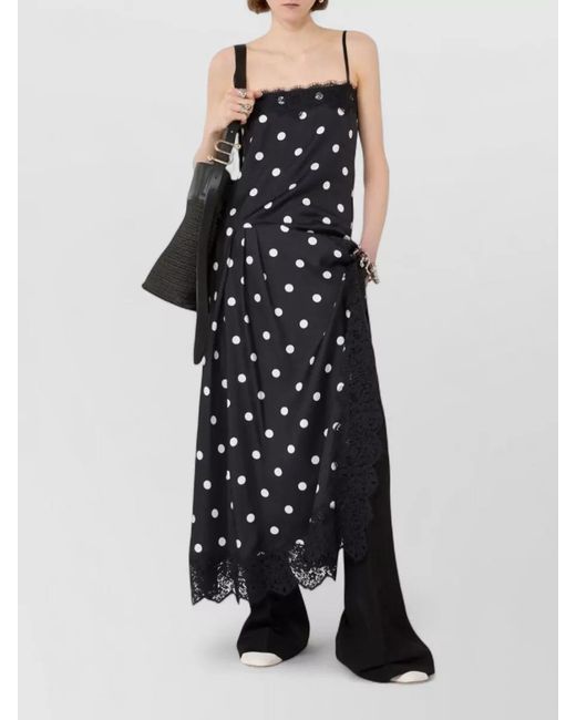 Sportmax Multicolor Long Dress Straight Neckline Lace Polka Dot
