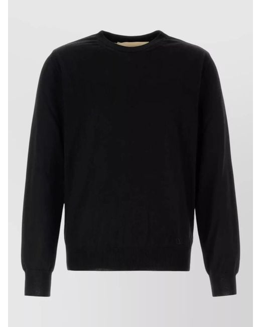 Valentino Garavani Black Wool Sweater Crew Neck Long Sleeves for men