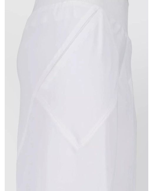 Rick Owens White Straight Trousers Seam Detailing Wide Leg