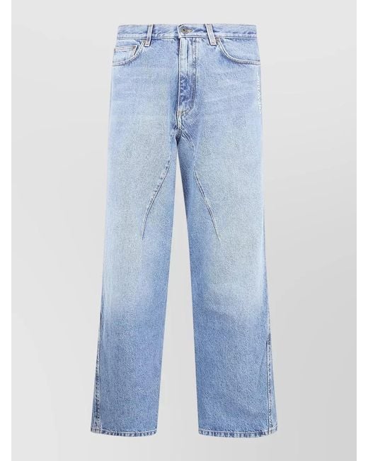 Off-White c/o Virgil Abloh Blue Cotton Straight-Leg Jeans for men