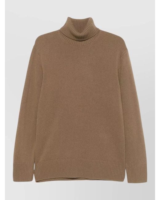 Totême Brown Cashmere Turtleneck Sweater Long Sleeves