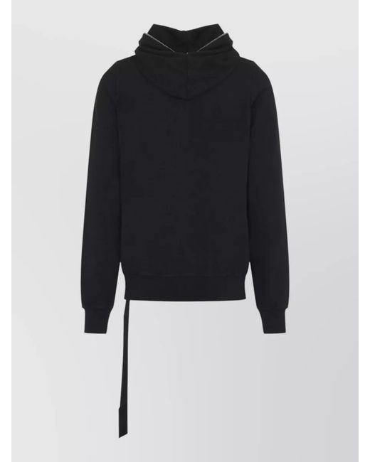 Rick Owens Black Gimp Cotton Hoodie Jacket Kangaroo Pockets for men