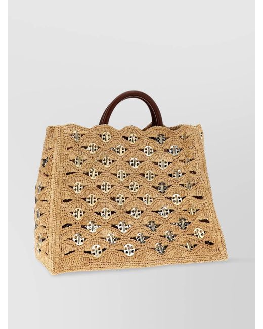 Rabanne Metallic Na Raffia Tote Bag