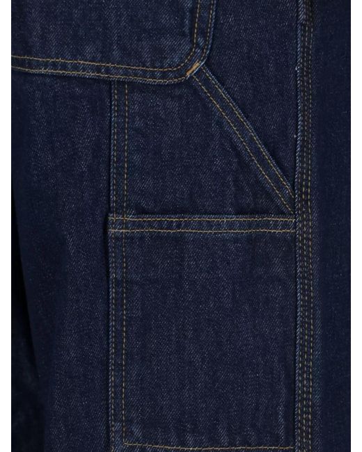 Carhartt Blue Straight Stitched Trousers With Pockets Detail for men