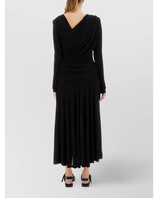 Ganni Black Gathered Midi Dress