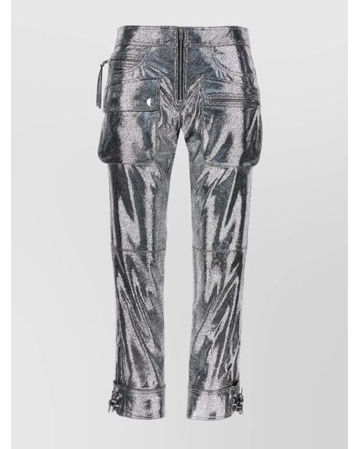 Isabel Marant Gray Trousers Featuring Adjustable Straps And Metallic Finish