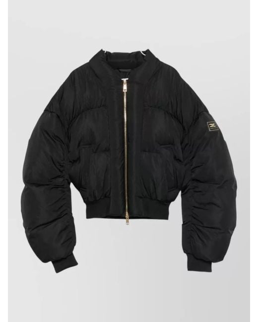 Elisabetta Franchi Black Down Slim-Fit Cropped Puffer Jacket