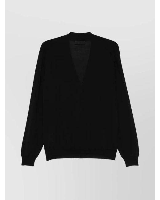 Lardini Black Wool V-Neck Buttoned Cardigan for men