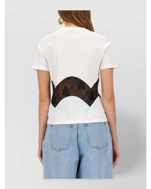 Nina Ricci Blue Cotton Tiny Fit T-Shirt With Lace Insert