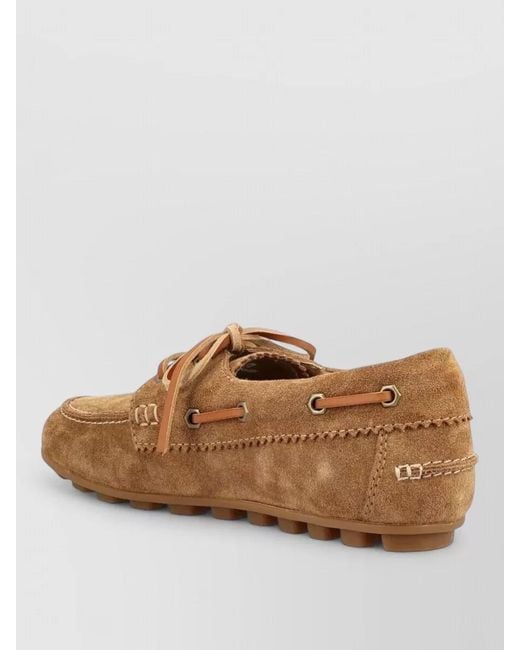 Hogan Brown Suede Lace Moccasin Boat Loafers